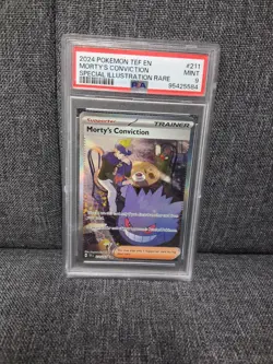 Mortys Conviction 211/162 SV05: Temporal Forces Holo Pokemon Card SIR PSA 9 - Image 1