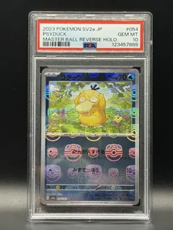 Pokemon Psyduck 054/165 SV2a Card 151 Master Ball Reverse Holo PSA 10 JP - Image 1
