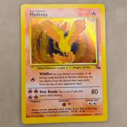 Pokemon TCG Moltres Fossil Holo Rare Card 12/62 MP Moderately Played WOTC - Image 1