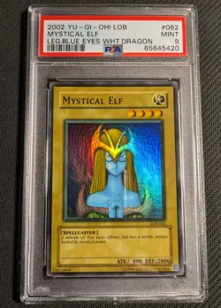 Yugioh Mystical Elf LOB-062 Unlimited Super Rare PSA 9 Mint WAVY! - Image 1