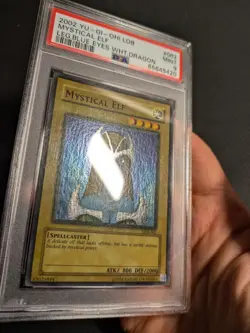 Yugioh Mystical Elf LOB-062 Unlimited Super Rare PSA 9 Mint WAVY! - Image 3