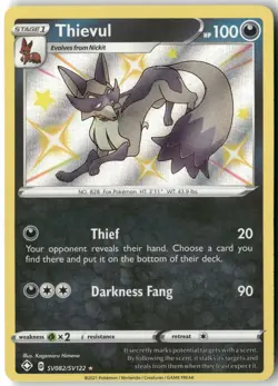 Thievul, Pokemon Shining Fates: Shiny Vault Shiny Holo Rare, SV082/SV122 NM - Image 1