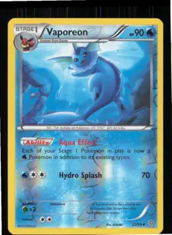 Vaporeon 22/98 Uncommon Ancient Origins Pokemon Reverse Holo Moderately Played - Image 1