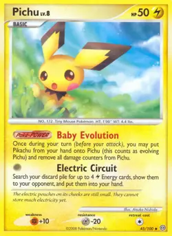 1x Pichu - 45/100 - Uncommon Moderately Played Pokemon Diamond & Pearl Stormfron - Image 1