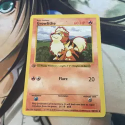 1999 GROWLITHE 28/102 1st Edition Shadowless Base Set Pokemon Card - Image 2