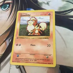 1999 GROWLITHE 28/102 1st Edition Shadowless Base Set Pokemon Card - Image 3