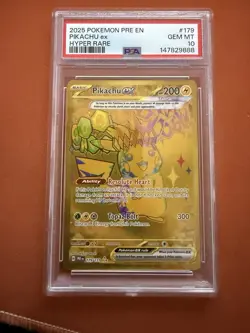 2025 Pokemon Pre En-Prismatic Evolutions 179 Pikachu Ex Hyper Rare PSA 10 - Image 1
