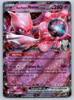 Team Rocket's Mewtwo ex 079/217 Double Rare Ascended Heroes Pokemon Holo NM - Image 1