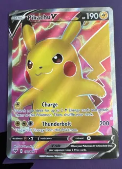 Pokemon TCG Vivid Voltage Pikachu v 170/185 Full Art Ultra Rare Card - Image 3