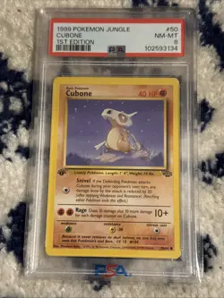 1999 POKEMON JUNGLE 1ST ED #50 CUBONE PSA 8 - Image 1