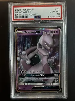 2020 Pokemon Battle Academy #31 Mewtwo GX PSA 10 GEM MINT - Image 1