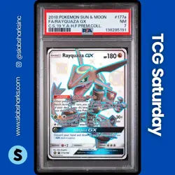 2018 POKEMON SM CELESTIAL STORM H.F. UPC PROMO #177A/168 RAYQUAZA GX FA PSA 7 - Image 1