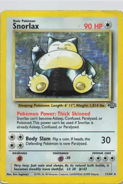 Pokemon TCG Snorlax Jungle 11/64 1999 Unlimited Holo Rare - Image 1