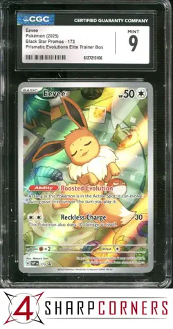 2025 POKEMON BLACK STAR PROMO PRISMATIC EVOLUTIONS ETB #173 EEVEE CGC 9 - Image 1