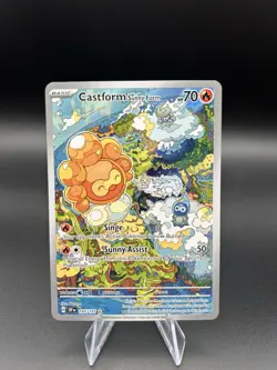 Pokemon Castform Sunny Form 195/191 SV08 Illustration Rare Holo EN - Image 1