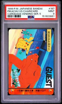 PSA 9 2026 CERT PIKACHU VS CHARIZARD 1999 POKEMON JPN BANDAI CARDDASS #187 - Image 1