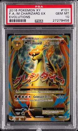 2016 POKEMON XY EVOLUTIONS #101 FULL ART/M CHARIZARD EX PSA 10 - Image 1