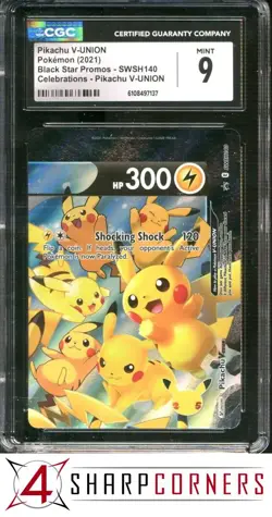2021 POKEMON BLACK STAR PROMOS CELEBRATIONS PIKACHU V-UNION #SWSH140 CGC 9 - Image 1