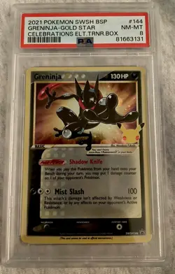 2021 POKEMON SWSH BLACK STAR PROMO #144 GRENINJA-GOLD STAR PSA 8 - Image 1