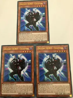 Yugioh Destiny Hero - Celestial DUOV-EN069 Ultra Rare NM x3 Play Set - Image 1