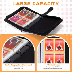 Card Binder 4-Pocket, Trading Card Collector with 50 Removable Sleeves, 400 C... - Image 5