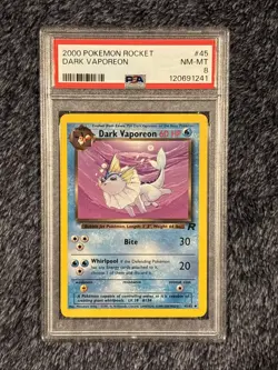2000 Team Rocket Dark Vaporeon #45 - PSA 8 NM-MT - Vintage Pokemon Card - Image 1