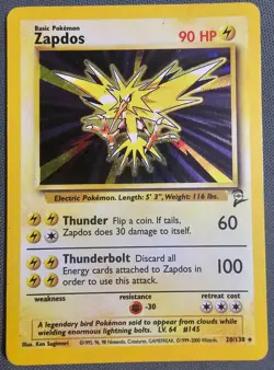 Zapdos Holo - Base Set 2 20/130 - Vintage Pokemon Card 2000 - LP/MP - Image 1