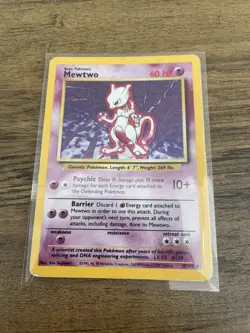 Pokemon Mewtwo TCG Base Set Holo Rare Card 10/102 HP - Image 2