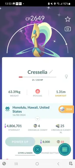 Pokemon Go Legendary Shiny Cresselia ( High CP ) - Image 1
