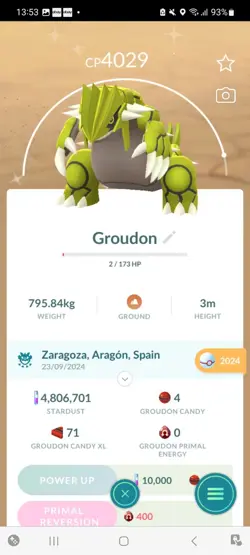 Pokemon Go Legendary Shiny Groudon ( High CP ) - Image 1