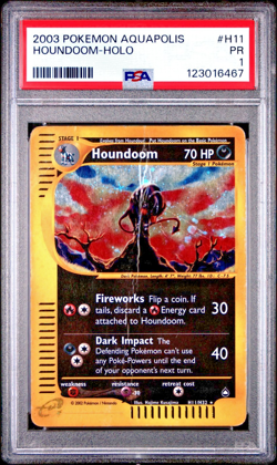 PSA 1 2003 Aquapolis Houndoom Holo Foil H11/H32 WOTC E-Reader Series Pokemon - Image 1