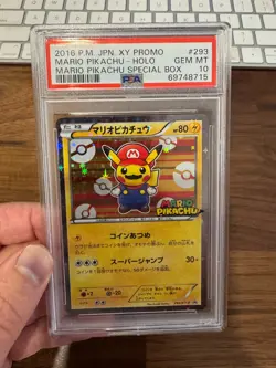 2016 Pokemon JPN XY Promo Mario Pikachu Holo #293 GEM MT PSA 10 - Image 3