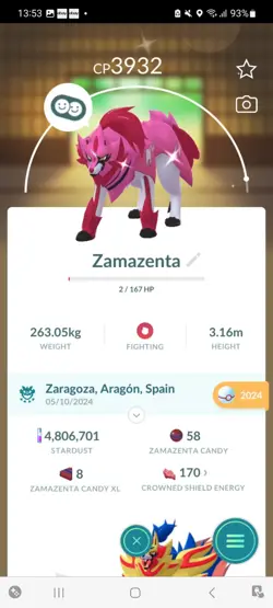 Pokemon Go Legendary Shiny Zamazenta ( High CP ) - Image 1