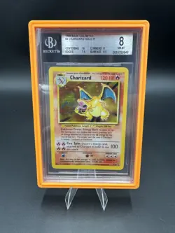 1999 Pokemon Base Set Unlimited #4 Charizard Holo BGS 8 NM - Image 1