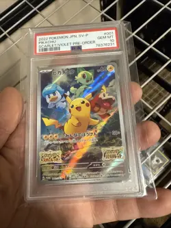 PSA 10 - Pikachu Chinese Promo 001/SV-P 2022 Pokemon Scarlet & Violet Pre-Order - Image 1