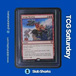 2023 MAGIC: THE GATHERING COMMANDER MASTERS #252 SAVAGE BEATING FOIL - Image 1