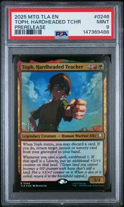2025 MTG AVATAR: THE LAST AIRBENDER PRERELEASE TOPH, HARDHEADED TEACHER PSA 9 - Image 1
