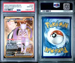 2025 POKEMON DRI EN-DESTINED RIVALS HYPER RARE TEAM ROCKET'S MEWTWO EX PSA 10 - Image 3