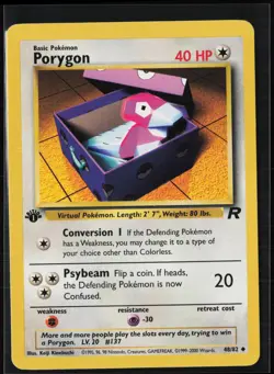 Porygon 48/82 Uncommon Team Rocket Pokemon 1st Edition Moderately Played - Image 1
