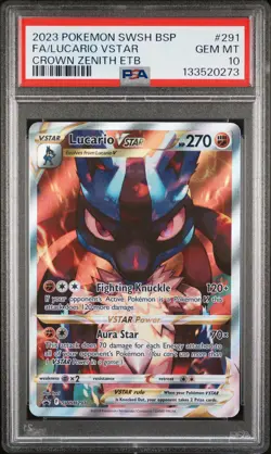 2023 POKEMON SWSH BLACK STAR PROMO #291 FULL ART/LUCARIO VSTAR PSA 10 - Image 1