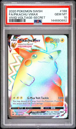 2020 POKEMON SWORD & SHIELD VIVID VOLTAGE SECRET FULL ART/PIKACHU VMAX PSA 10 - Image 1