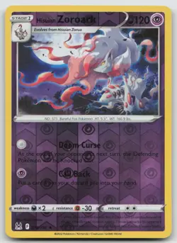 Hisuian Zoroark 076/196 Holo Rare Lost Origin Pokemon Reverse Holo NM - Image 1