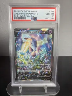 PSA 10 Galarian Rapidash V 168/198 Swsh06 Chilling Reign Alt Full Art Holo - Image 1