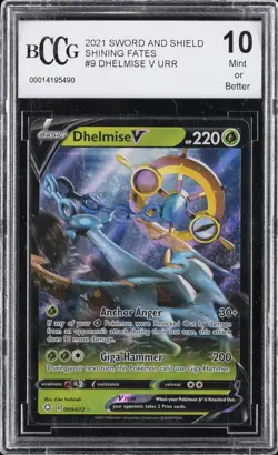 2021 POKEMON SWORD & SHIELD SHINING FATES URR #9 DHELMISE V BCCG 10 PRI - Image 1