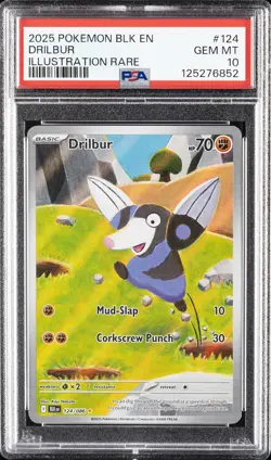 2025 POKEMON BLK EN-BLACK BOLT ILLUSTRATION RARE #124 DRILBUR PSA 10 - Image 1