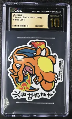 2018 POKEMON STICKERS PT. 1 B-SIDE LABEL CHARIZARD CGC 10 PRISTINE - Image 1