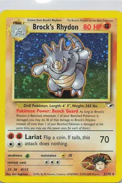 Brock's Rhydon #2/132 Holo Rare Gym Heroes 1999-2000 Pokemon Card - Image 1