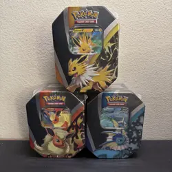 Pokemon TCG Eeveelution Tin Set Of 3 Flareon Jolteon Vaporeon Sealed - Image 1