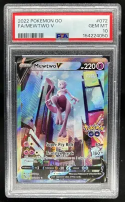 2022 Pokemon SWSH Pokemon GO Mewtwo V #072/078 PSA 10 GEM MINT - Image 1