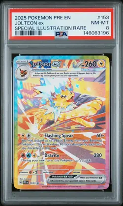 2025 POKEMON PRE EN-PRISMATIC EVOLUTIONS #153 JOLTEON EX PSA 8 - Image 1